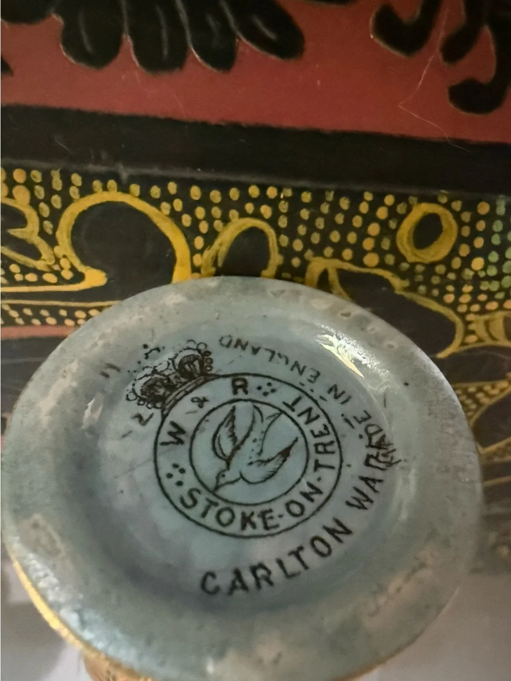 Art Deco Carlton Ware Armand Blue Butterfly Lustre Vase 1920s Antique - Picture 7 of 10